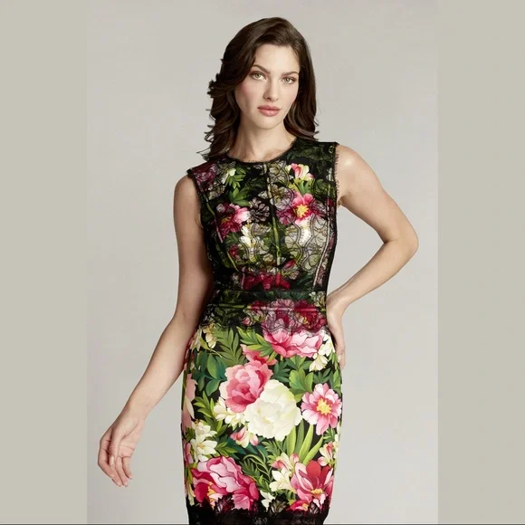 TADASHI SHOJI - LILA NEOPRENE & LACE DRESS